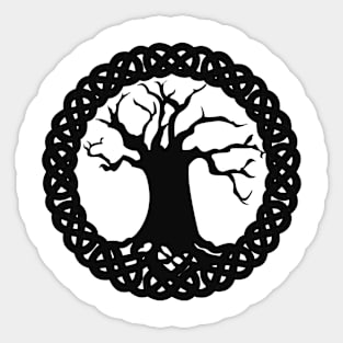 Tree of life with celtic knot border in black Sticker